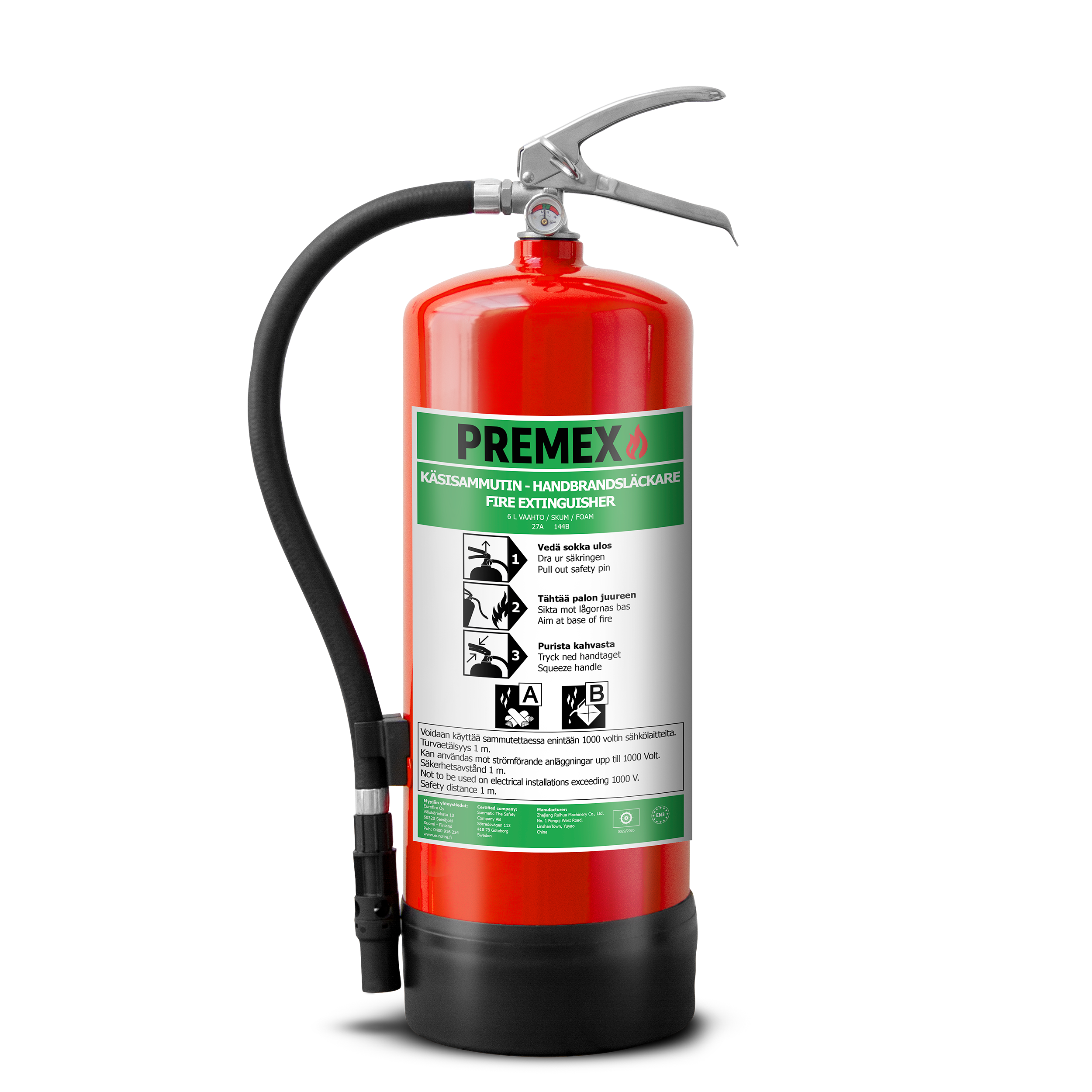 PREMEX-vaahtosammutin PFAS-vapaa 6 L