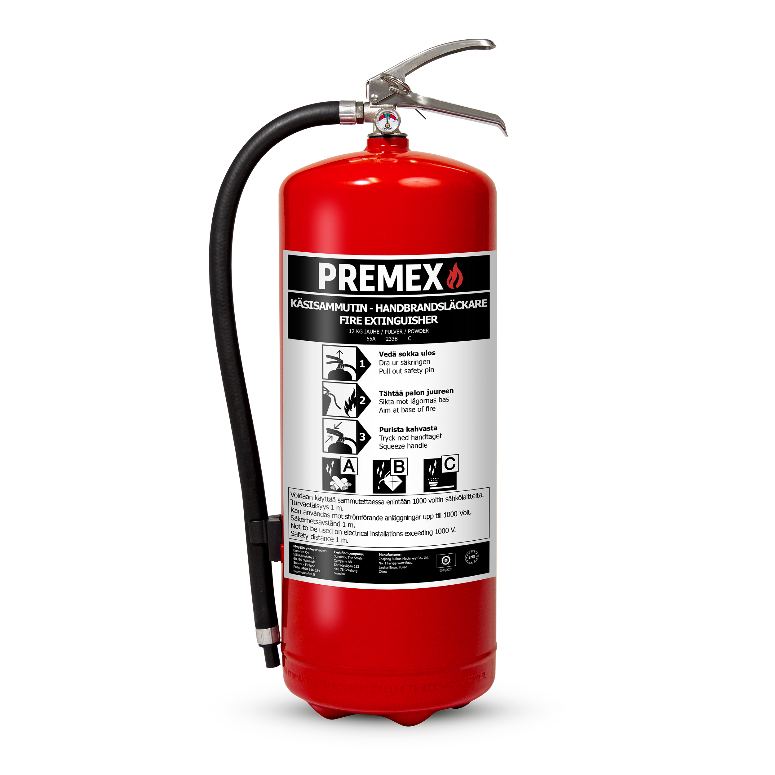 Jauhesammutin PREMEX 12 kg 55A 233BC